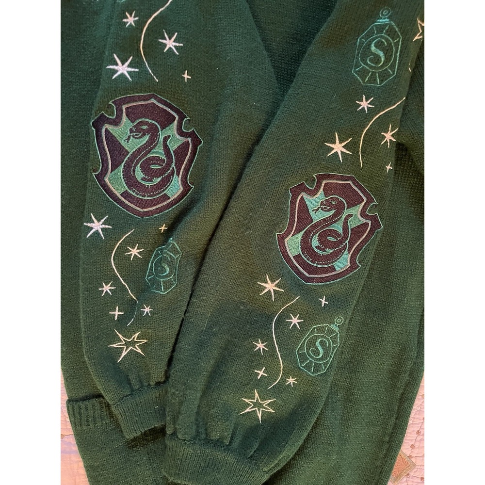 XL Cardigan Harry Potter Green Slytherin Sleeve Patch Embroidery Wizarding World